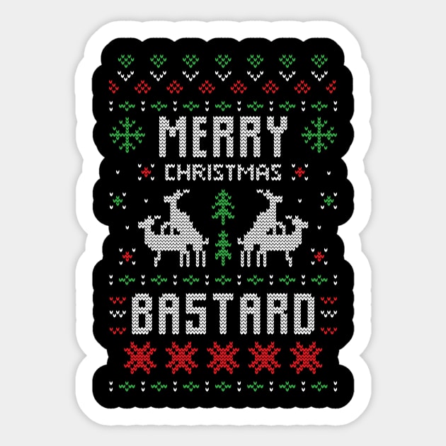 Merry Christmas Bastard Xmas Gift Ugly Sticker by Gufbox